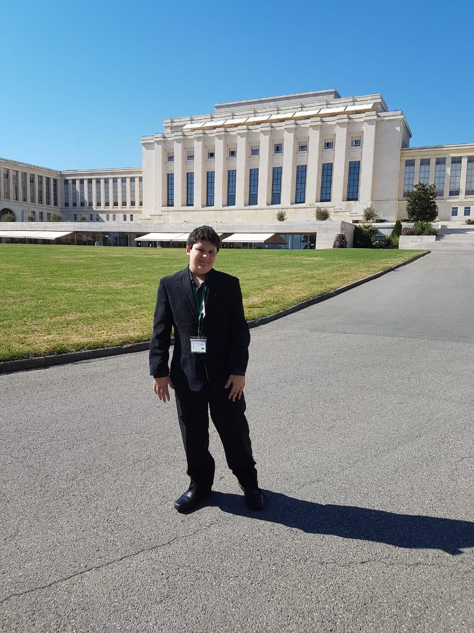 Pedro, do Marista Arquidiocesano, participou do  Dia do Debate Geral da ONU, em Genebra