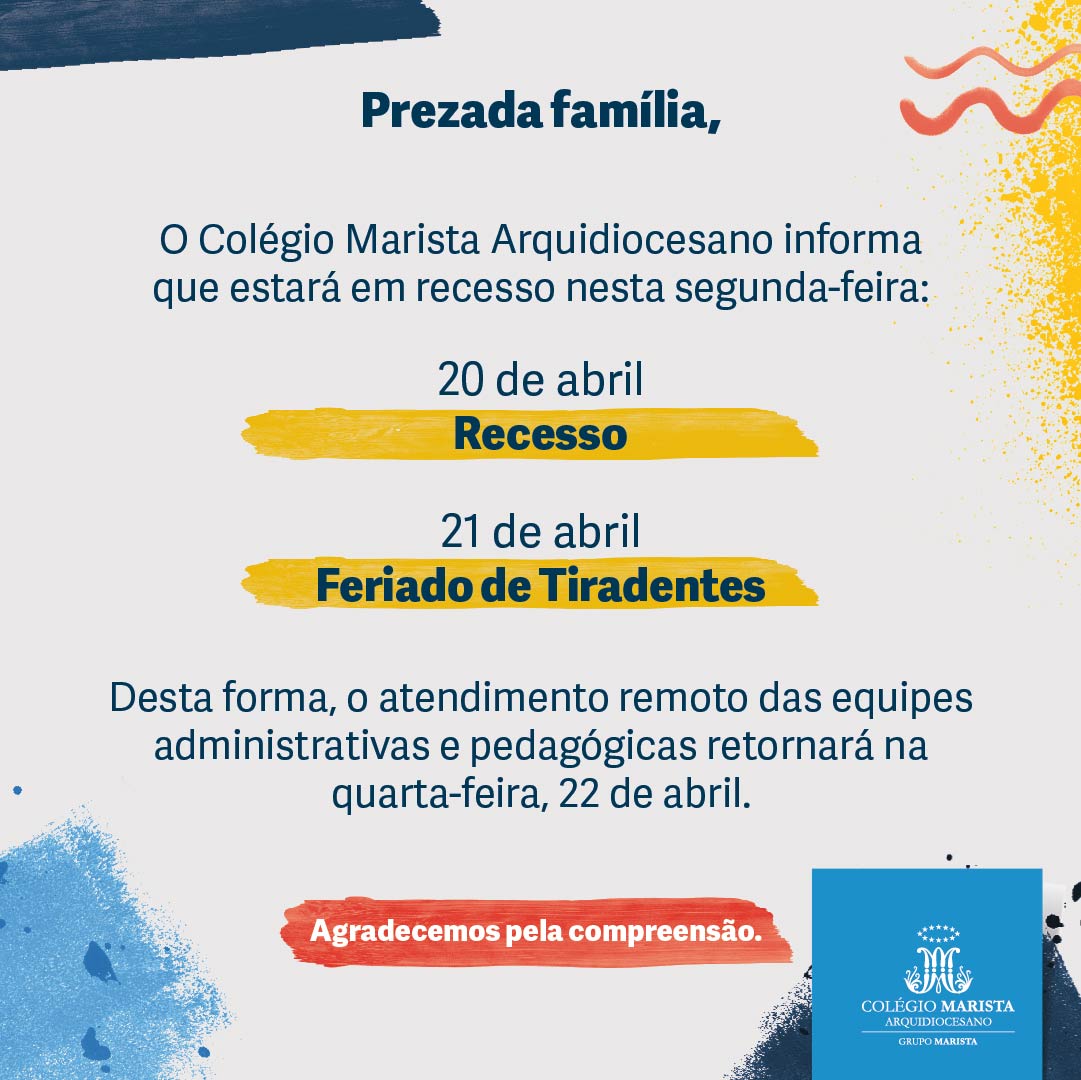 AVISO – RECESSO E FERIADO