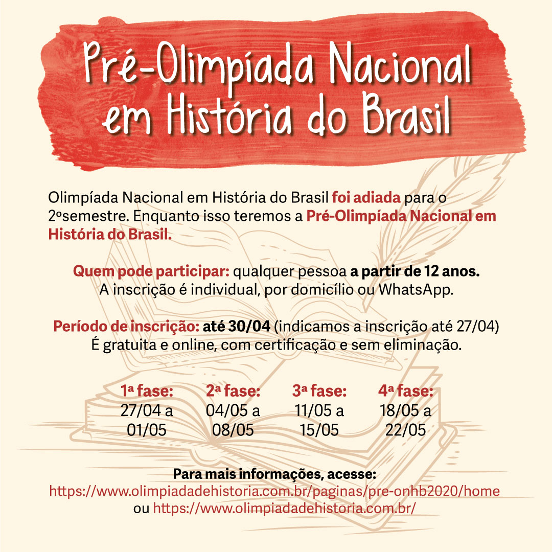 Olimpíada de História lança versão gratuita e aberta ao público durante isolamento devido ao coronavírus